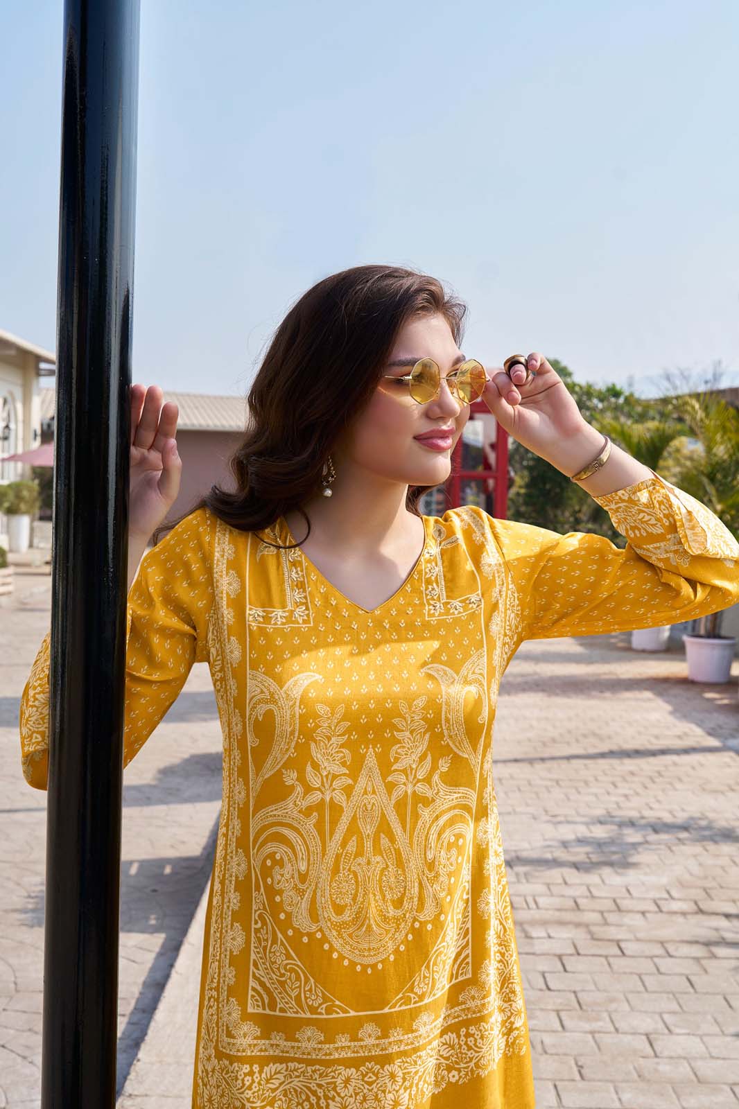 Label Khoj Women's Digital print with hand work Cord Set