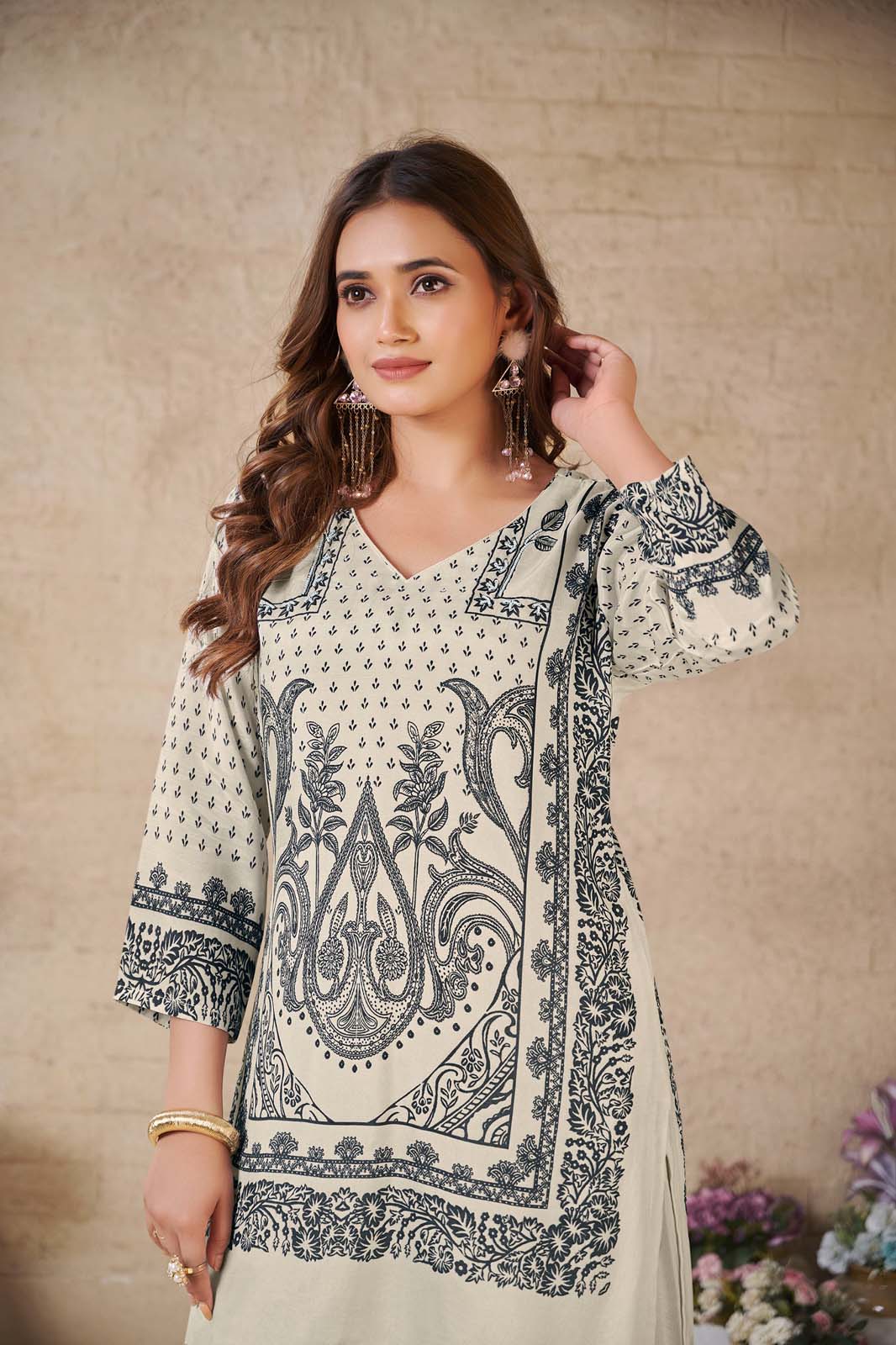 Label Khoj Women's Digital print with hand work Cord Set