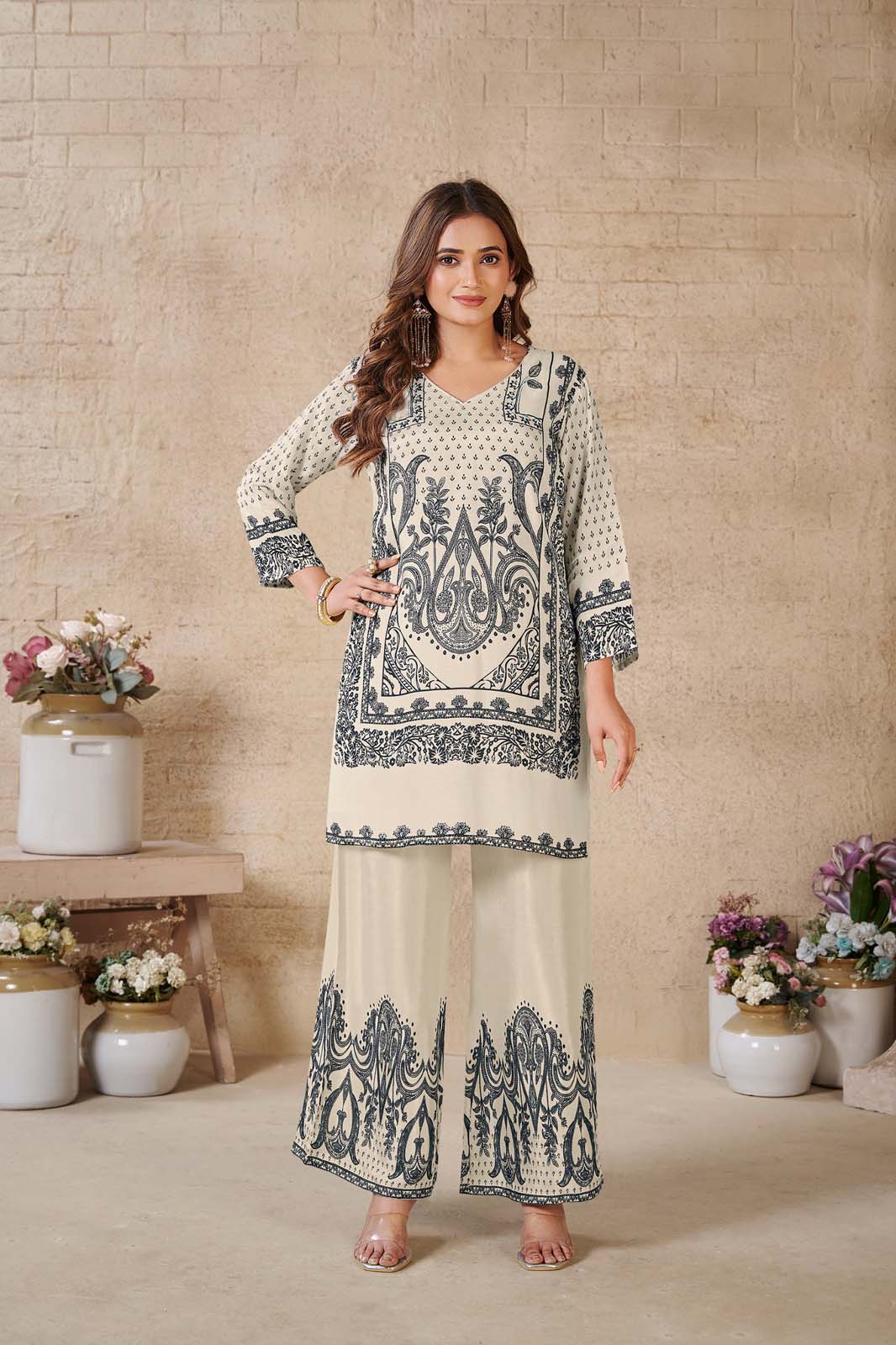 Label Khoj Women's Digital print with hand work Cord Set