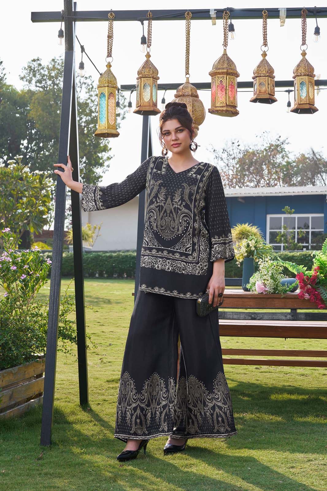 Label Khoj Women's Digital print with hand work Cord Set