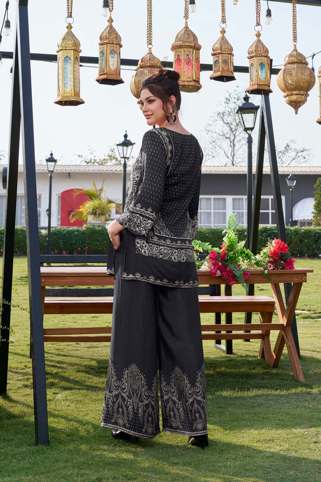 Label Khoj Women's Digital print with hand work Cord Set