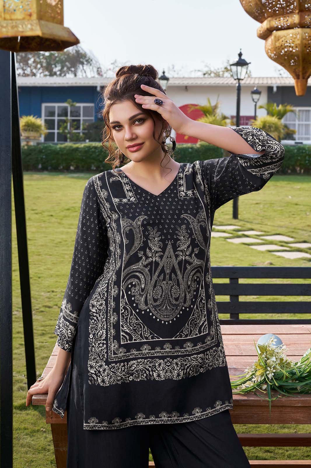 Label Khoj Women's Digital print with hand work Cord Set