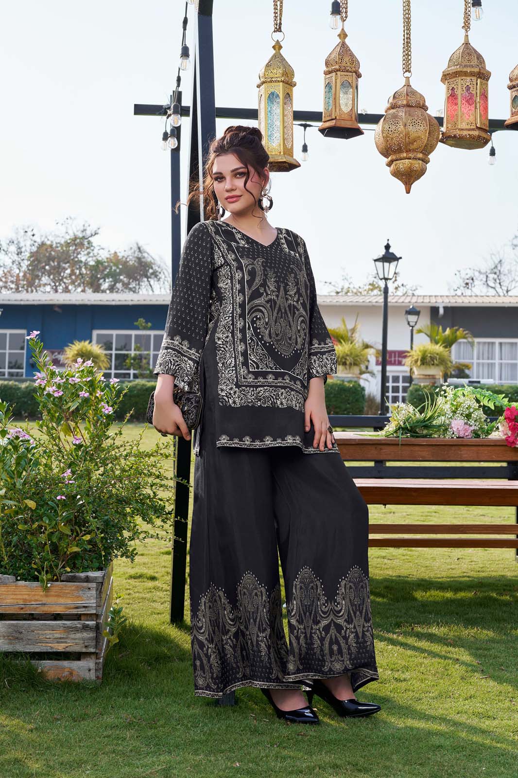 Label Khoj Women's Digital print with hand work Cord Set