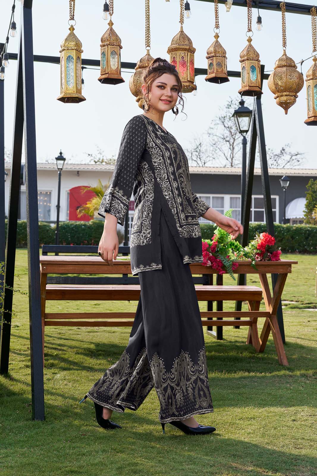 Label Khoj Women's Digital print with hand work Cord Set