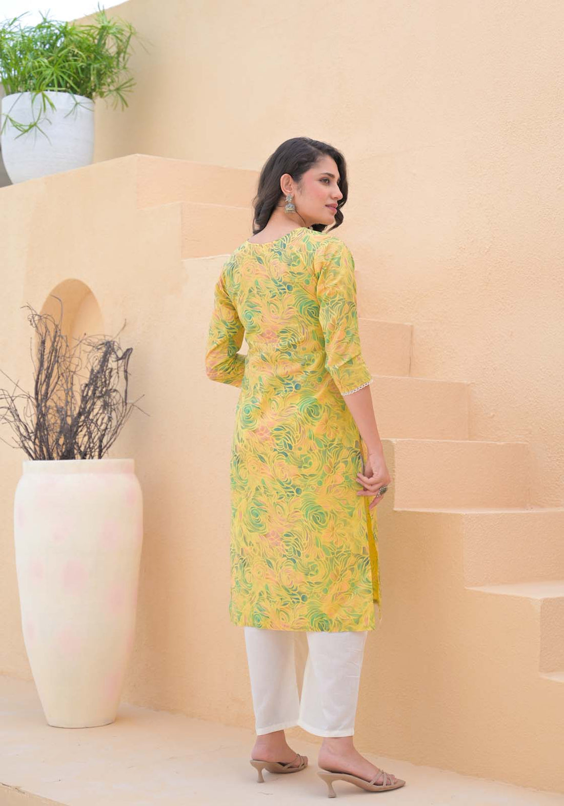 Label Khoj Women cotton kurta, trouser and dupptta set