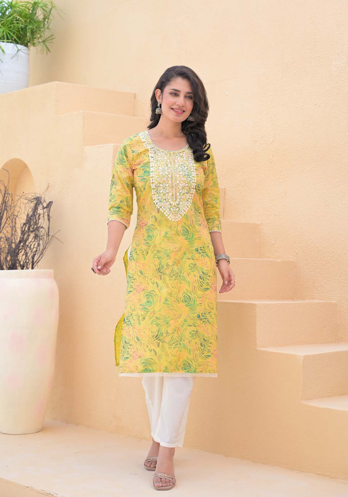Label Khoj Women cotton kurta, trouser and dupptta set