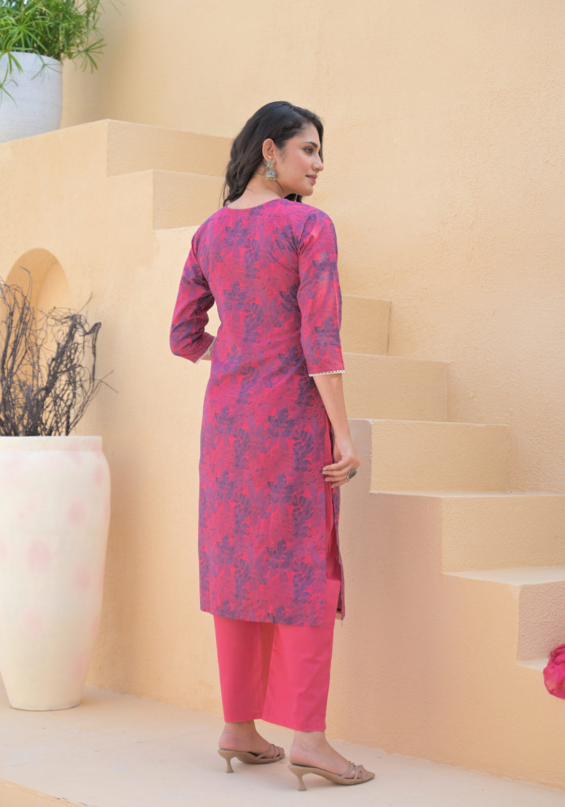 Label Khoj Women cotton kurta, trouser and dupptta set