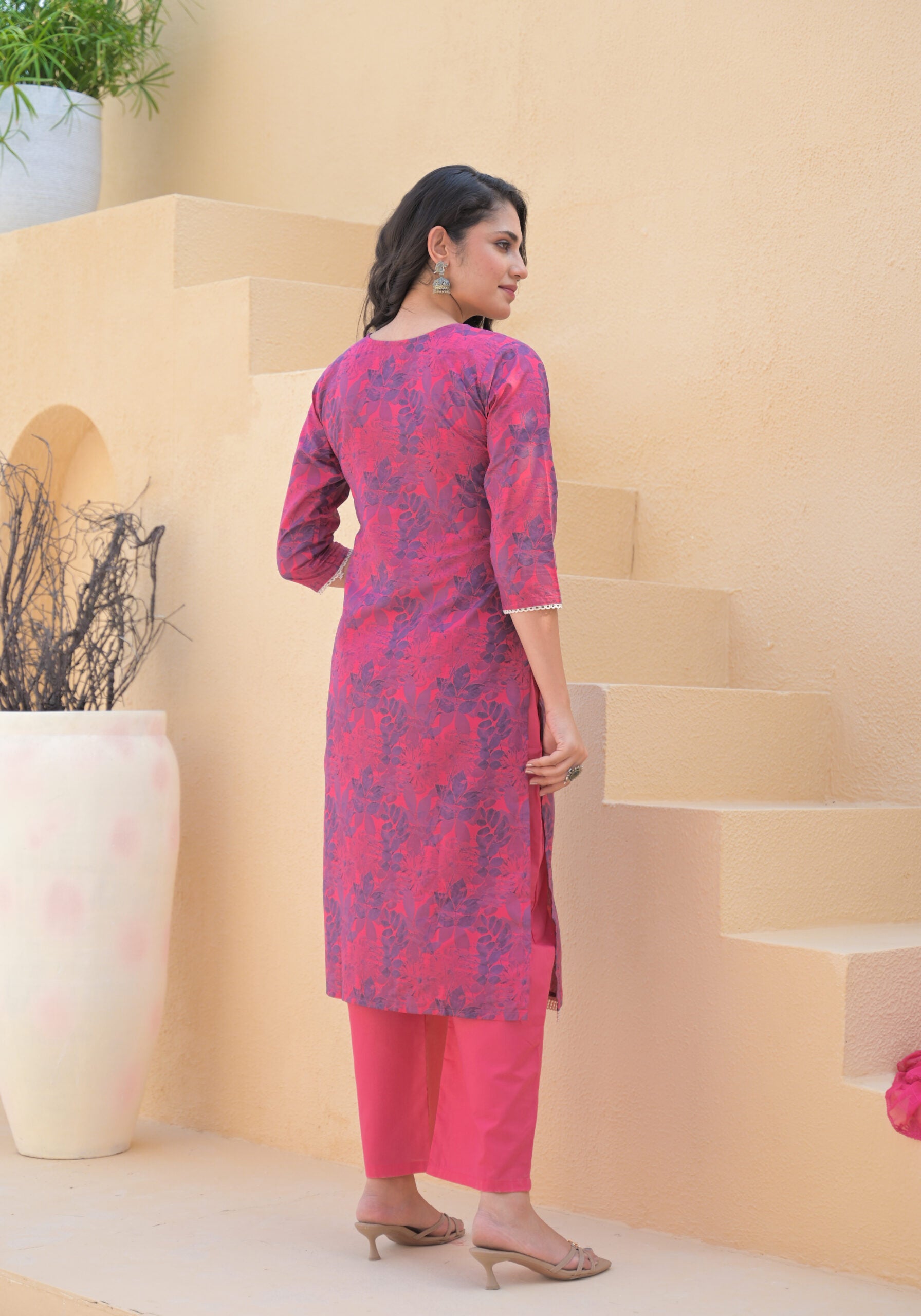 Label Khoj Women cotton kurta, trouser and dupptta set