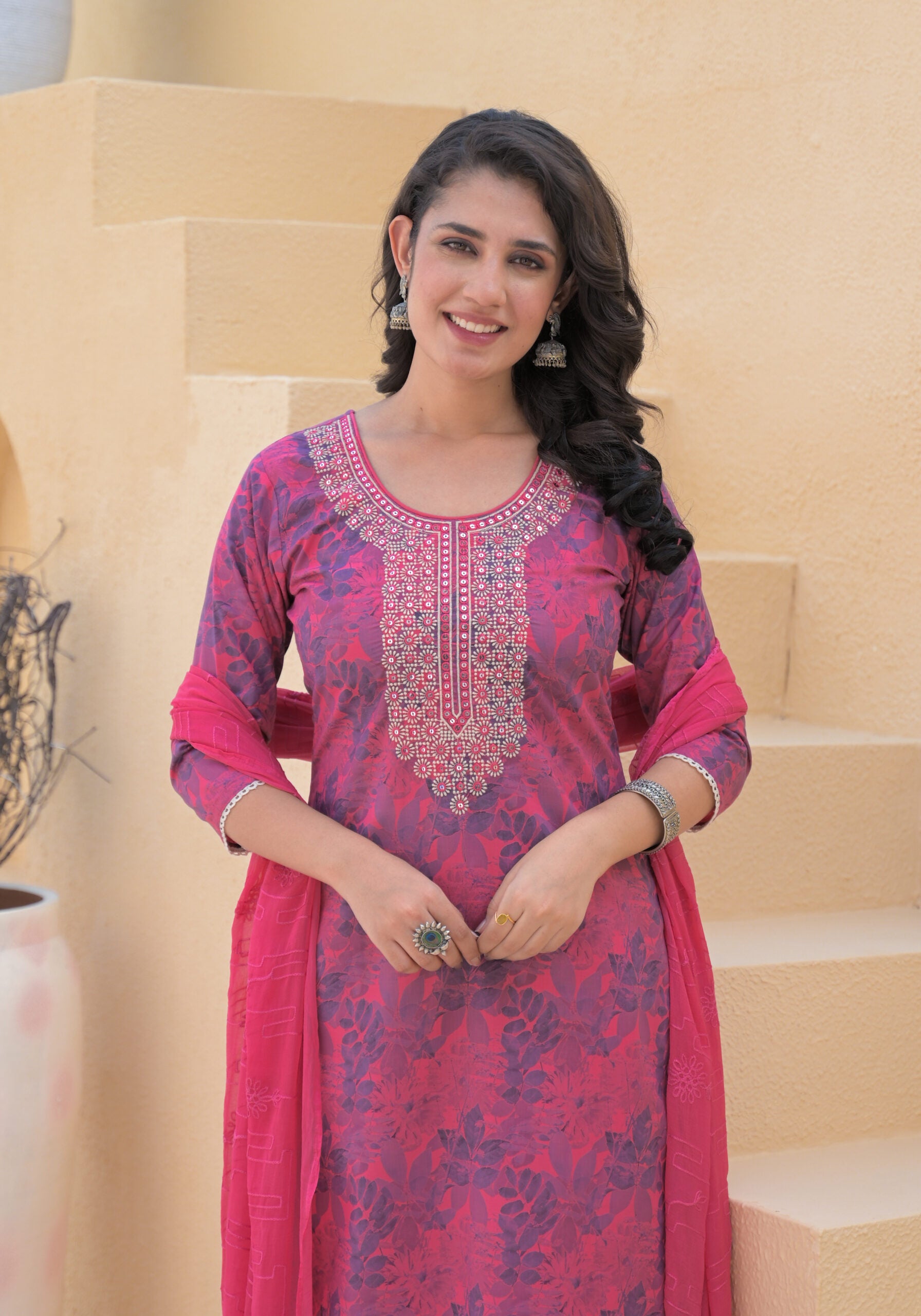 Label Khoj Women cotton kurta, trouser and dupptta set