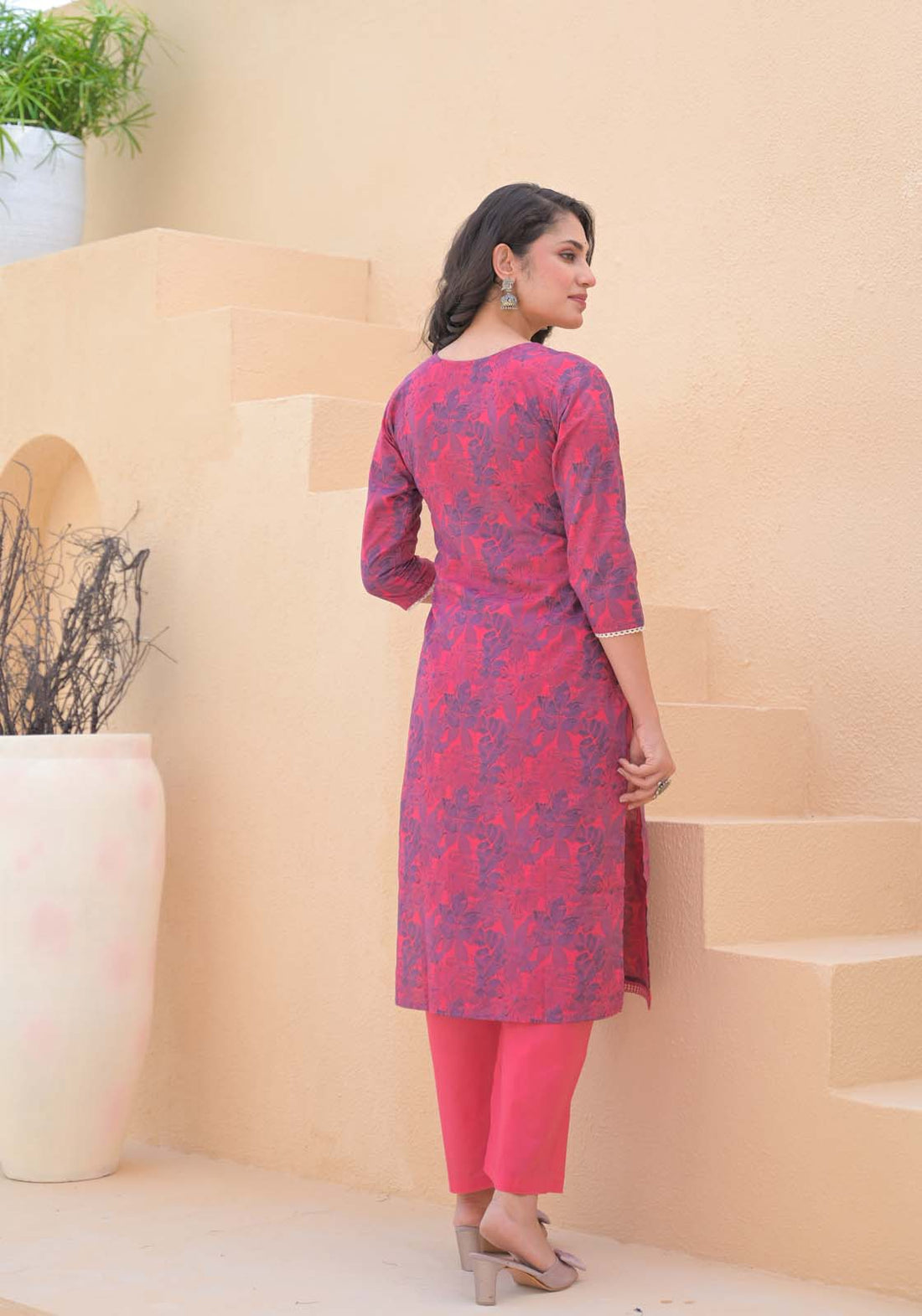 Label Khoj Women cotton kurta, trouser and dupptta set