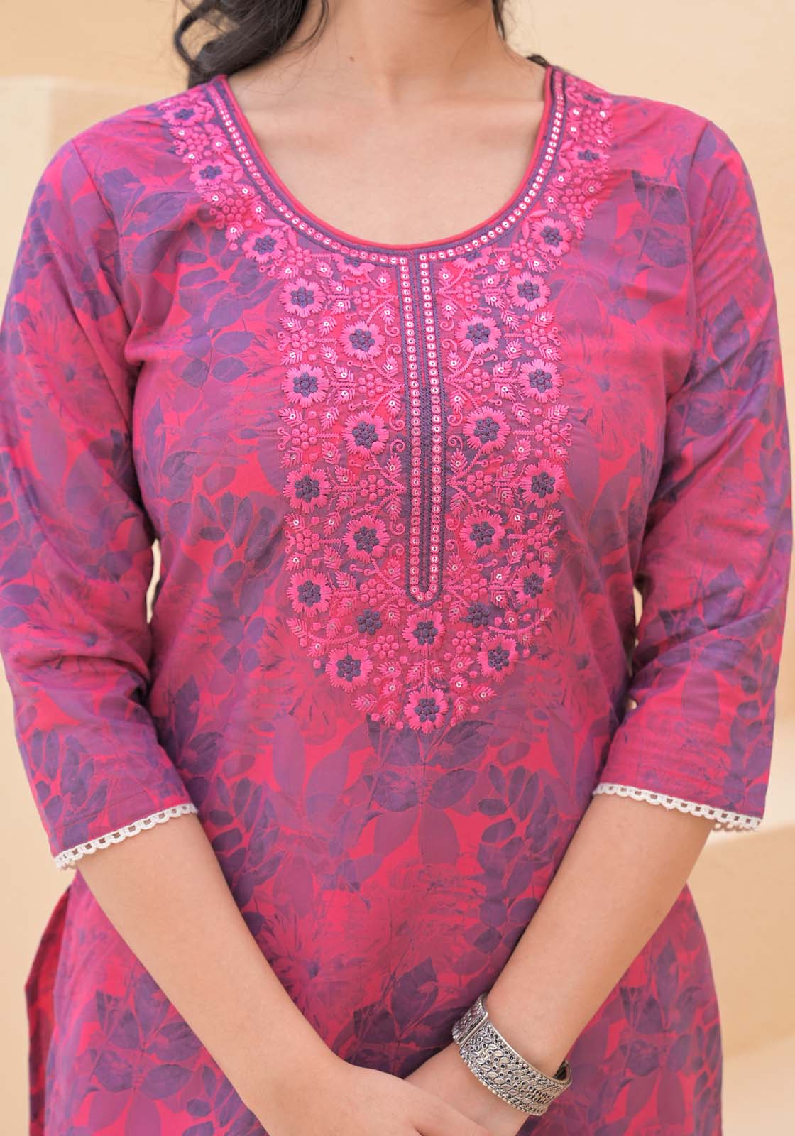 Label Khoj Women cotton kurta, trouser and dupptta set