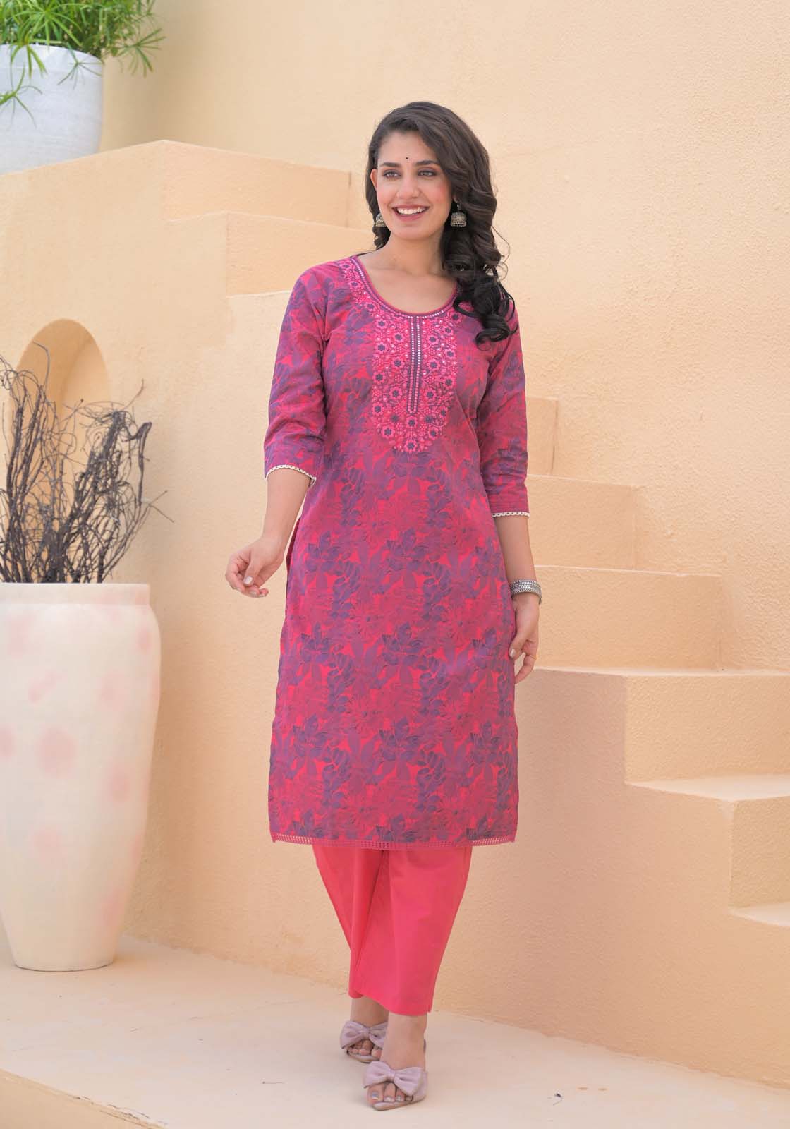 Label Khoj Women cotton kurta, trouser and dupptta set