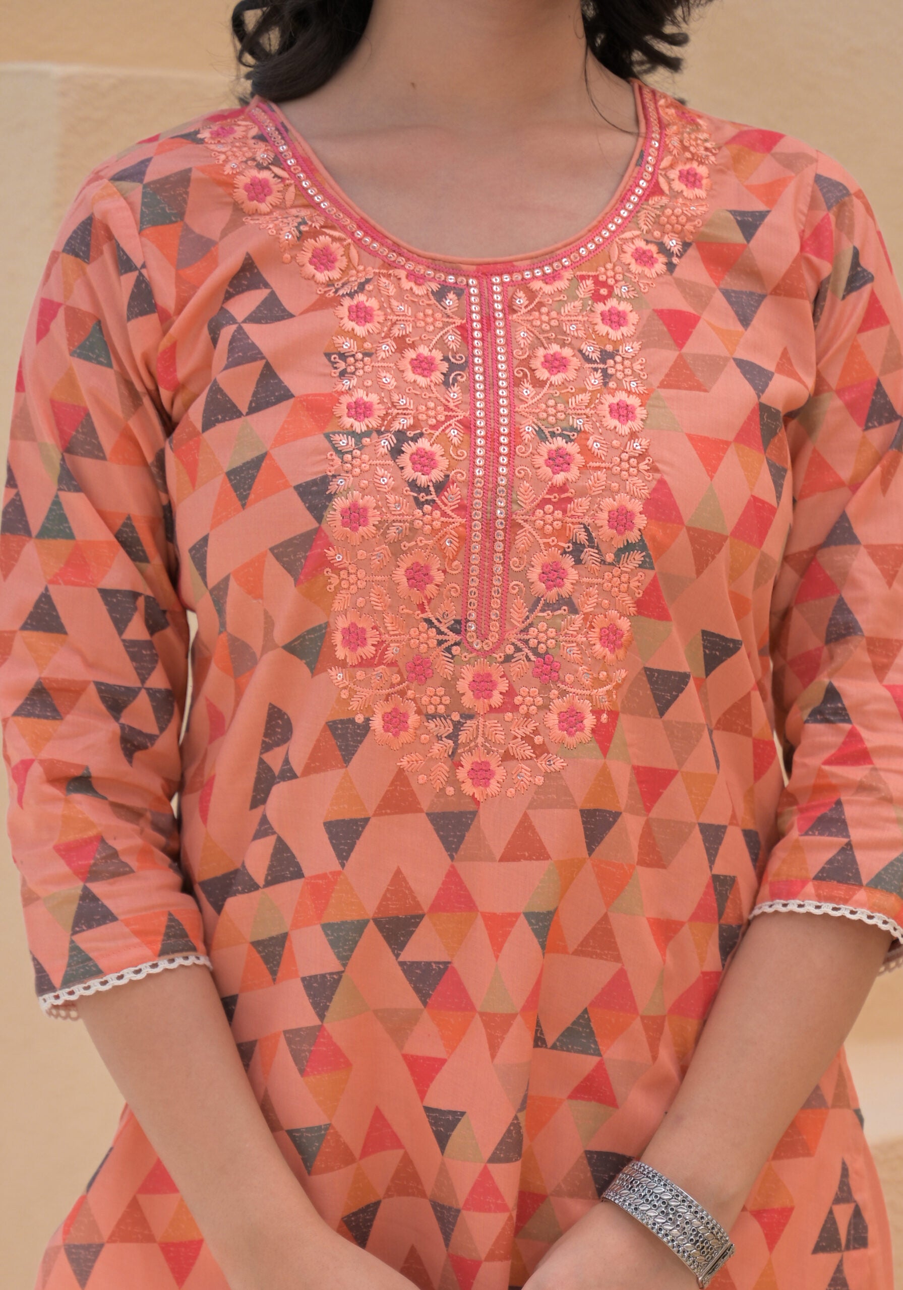 Label Khoj Women cotton kurta, trouser and dupptta set