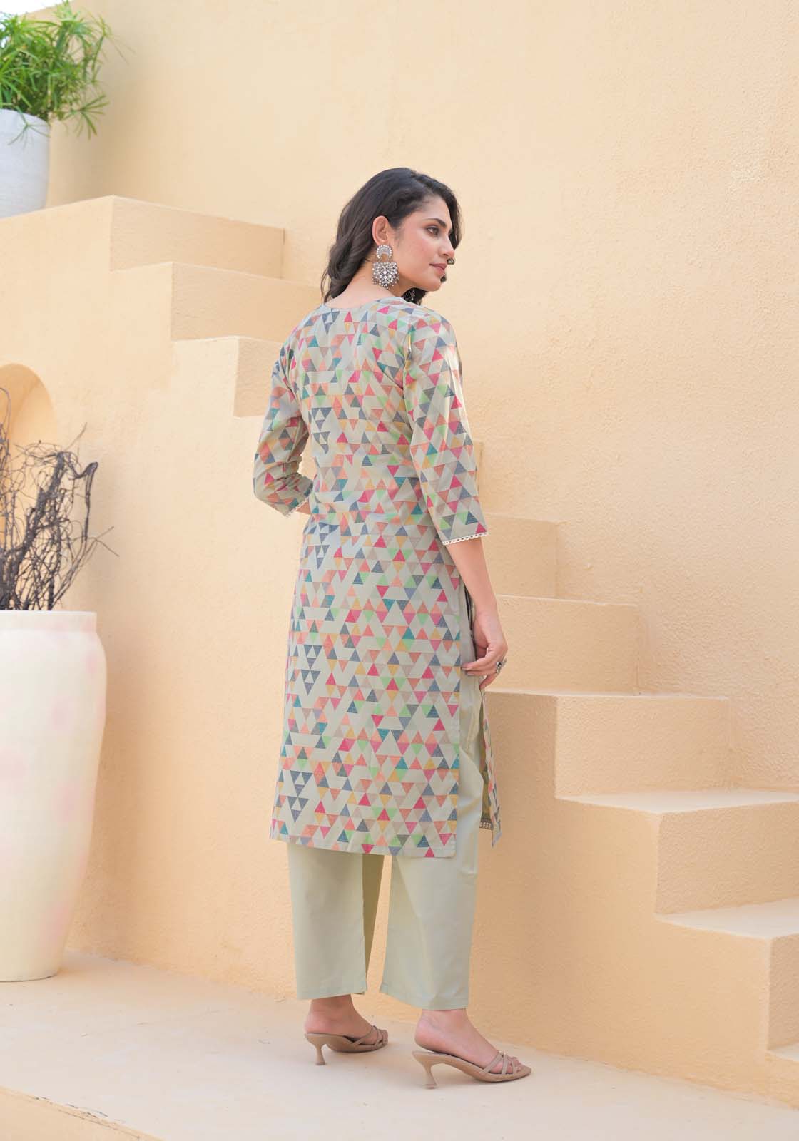 Label Khoj Women cotton kurta, trouser and dupptta set