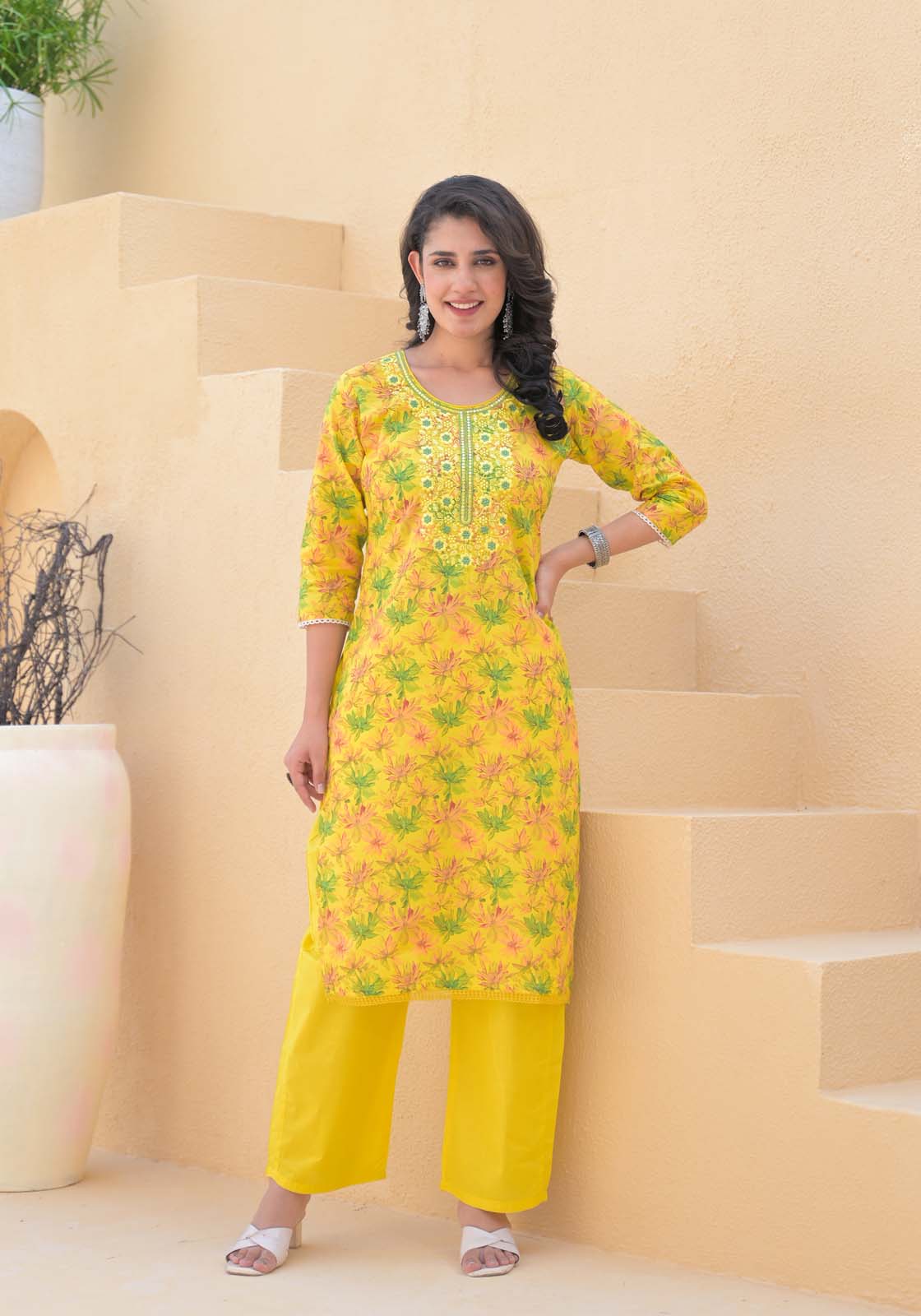 Label Khoj Women cotton kurta, trouser and dupptta set