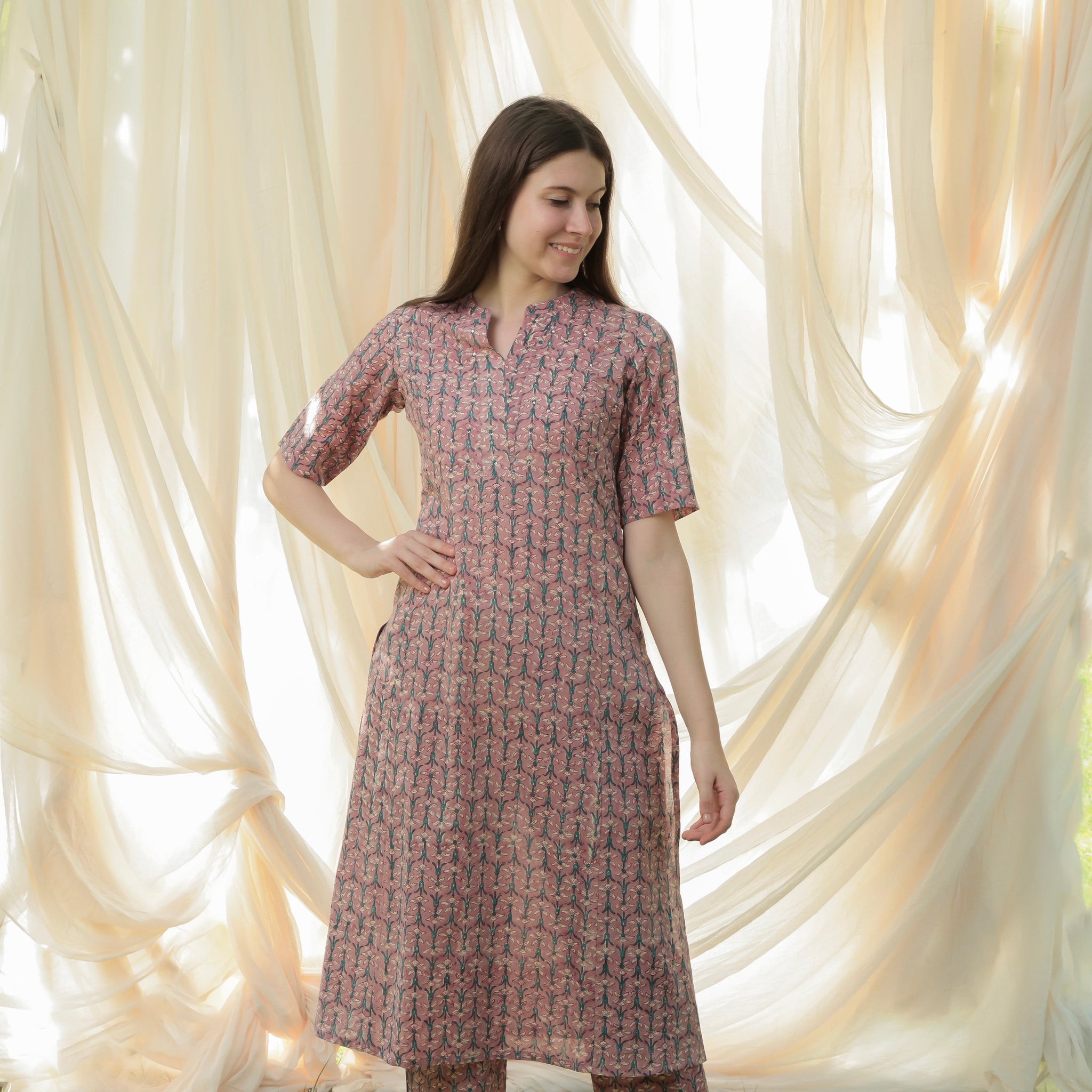 Shuddhi Mauve kurta pant set