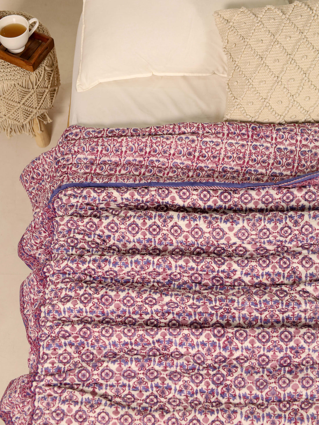 Purple Reversible Quilted Bed Razai