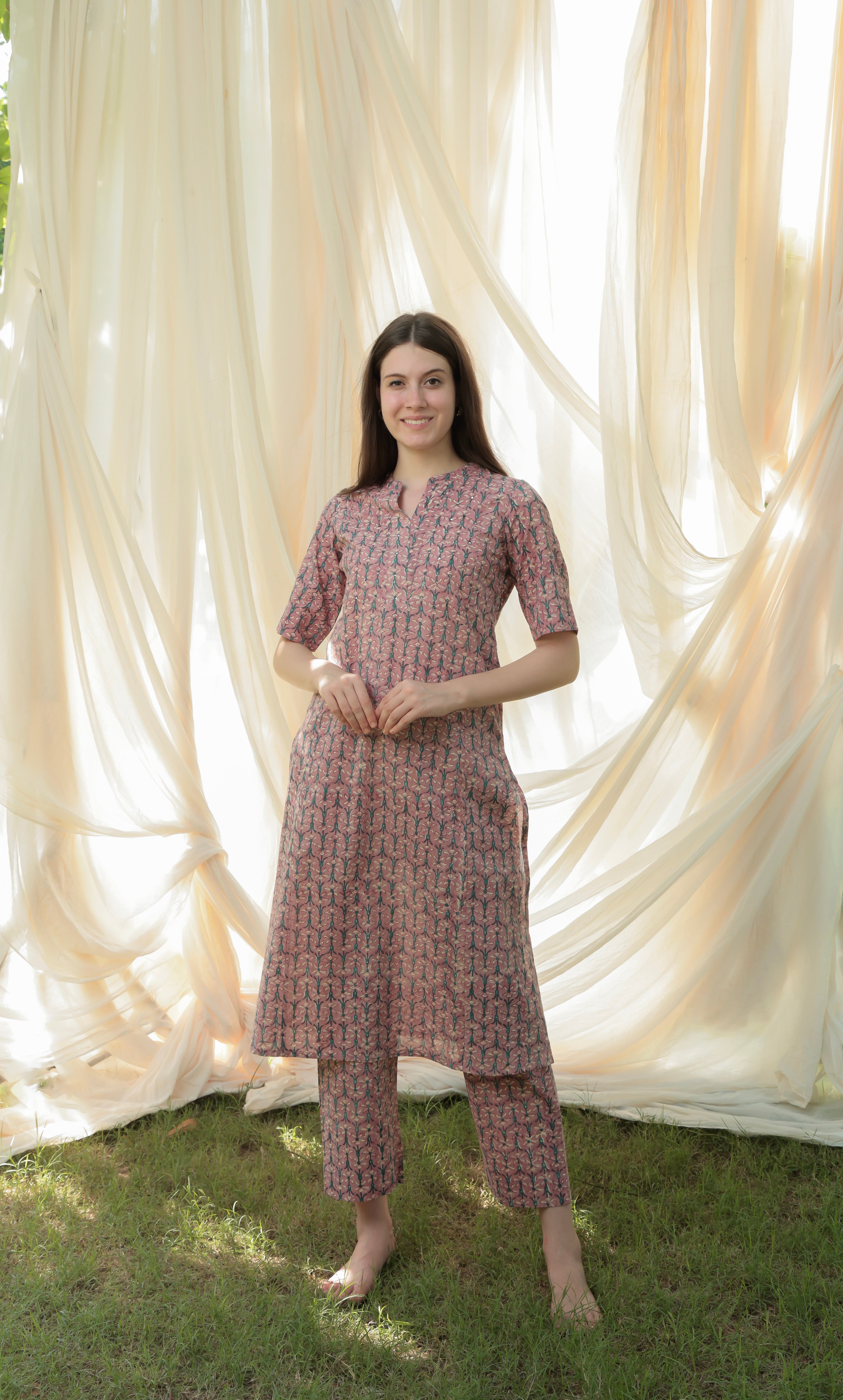 Shuddhi Mauve kurta pant set