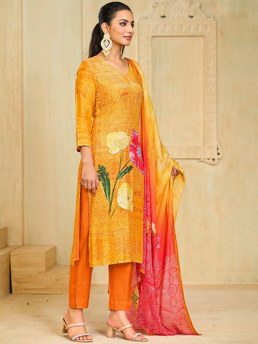 Label khoj Pure viscose Maslin with hand work kurta set