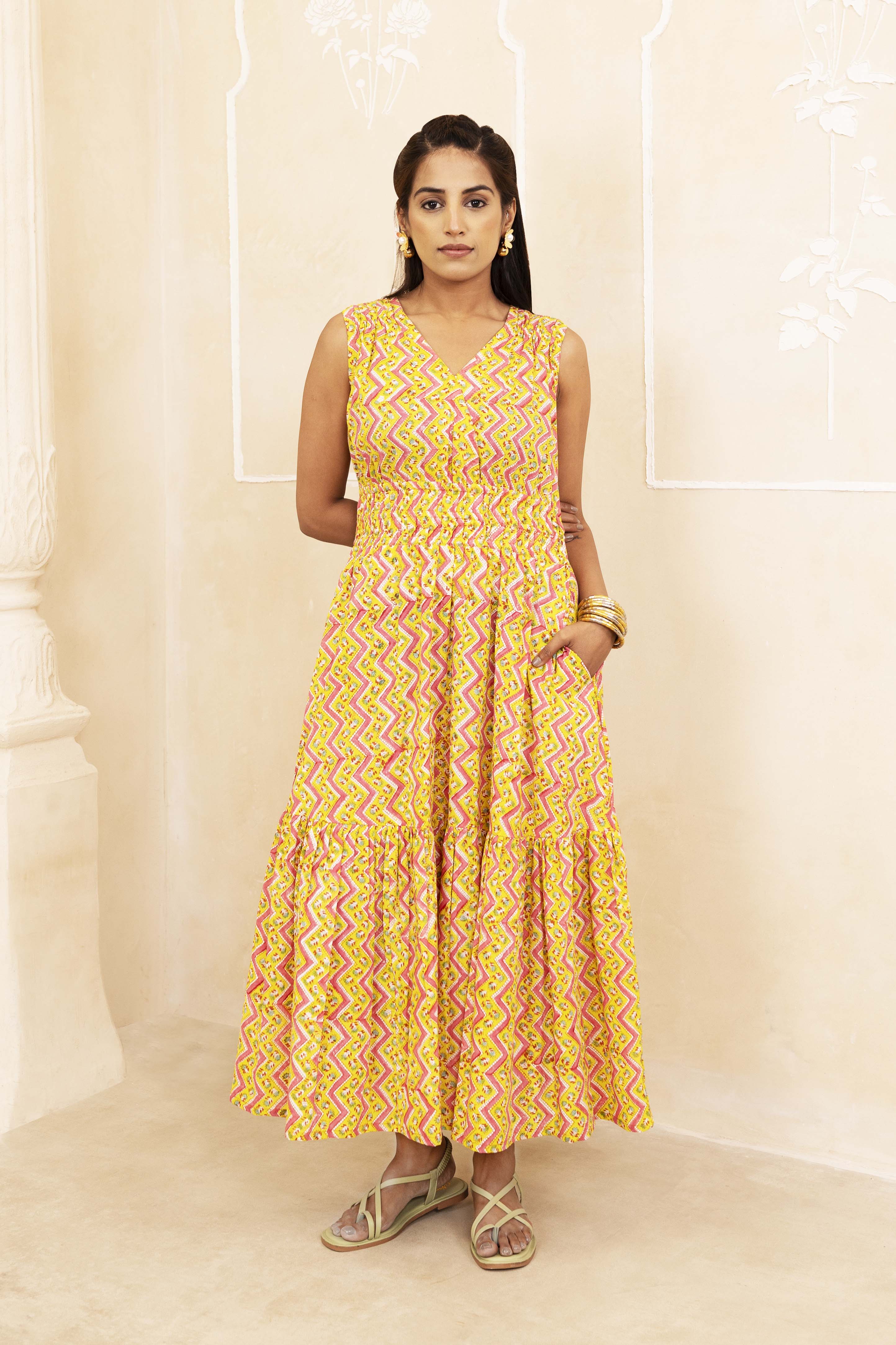 Yellow Tiered Dress