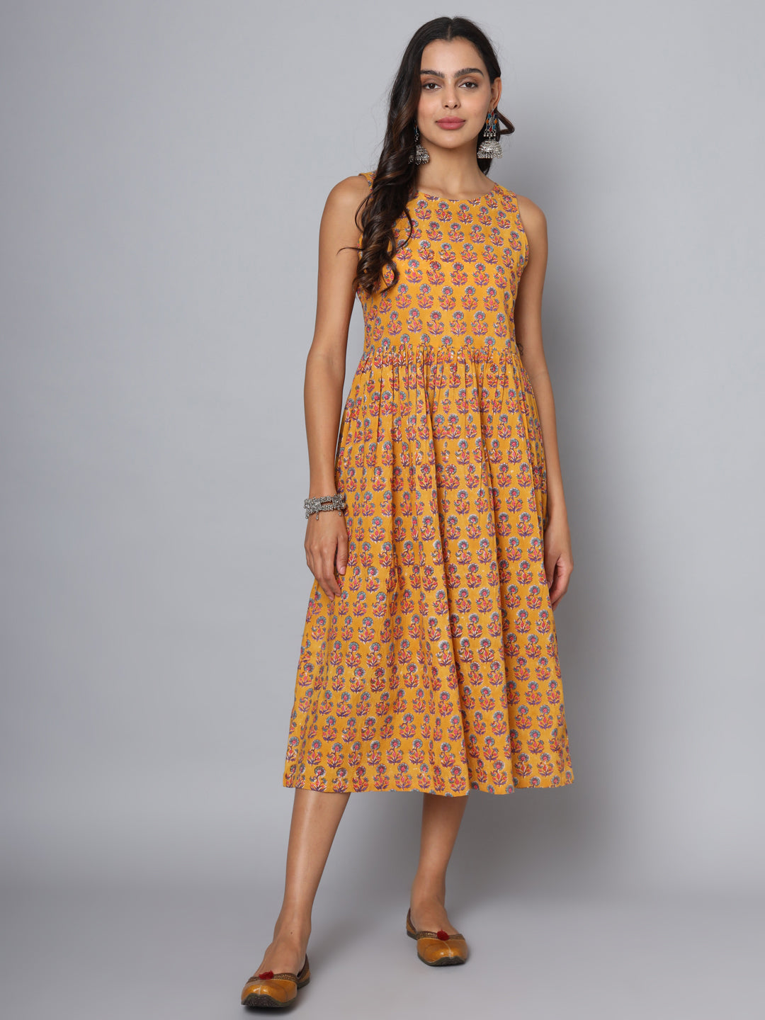 Shuddhi Sea Green and Yellow Double Dress