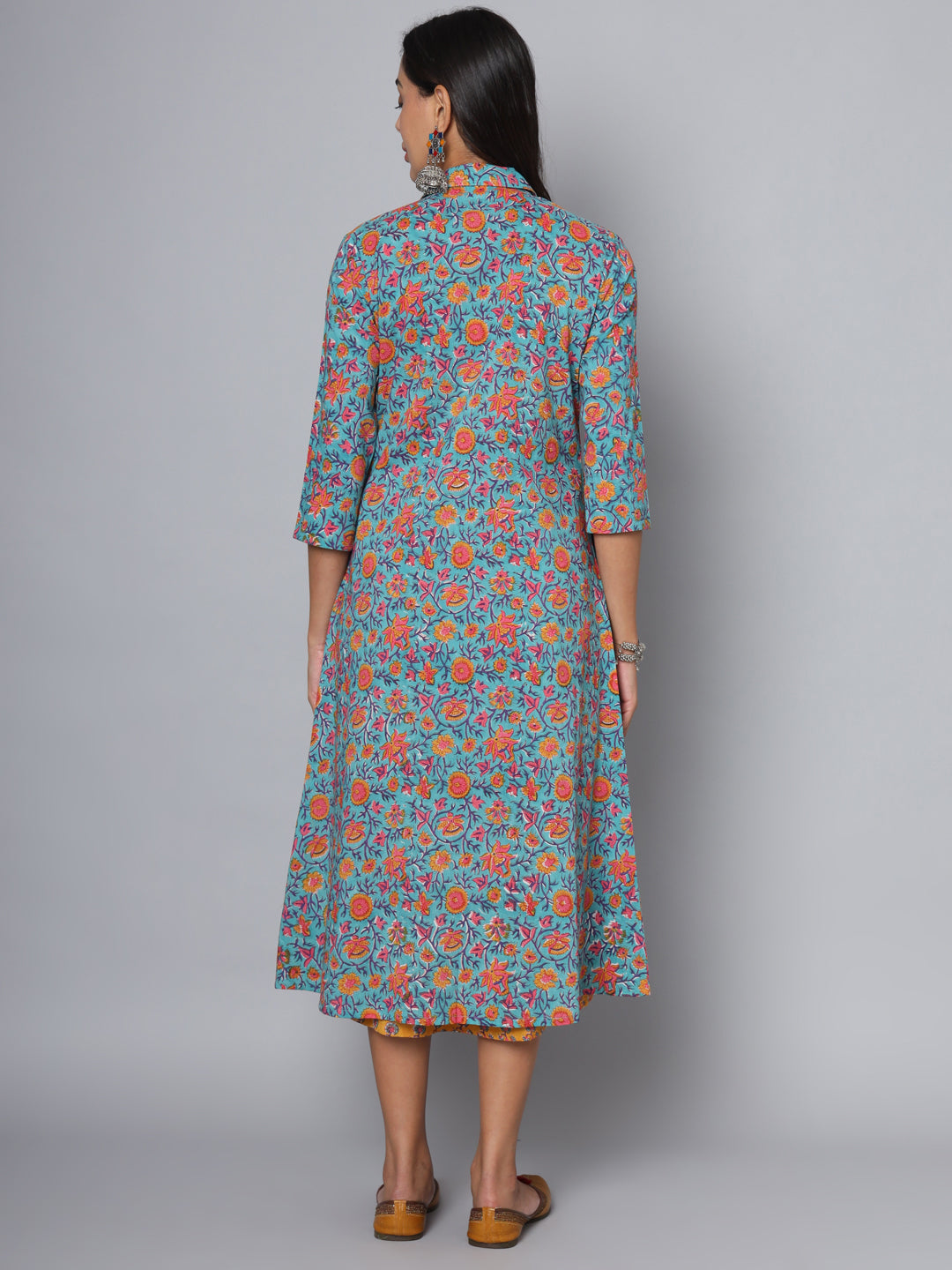 Shuddhi Sea Green and Yellow Double Dress