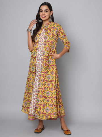 Shuddhi Yellow and Pink Double Dress