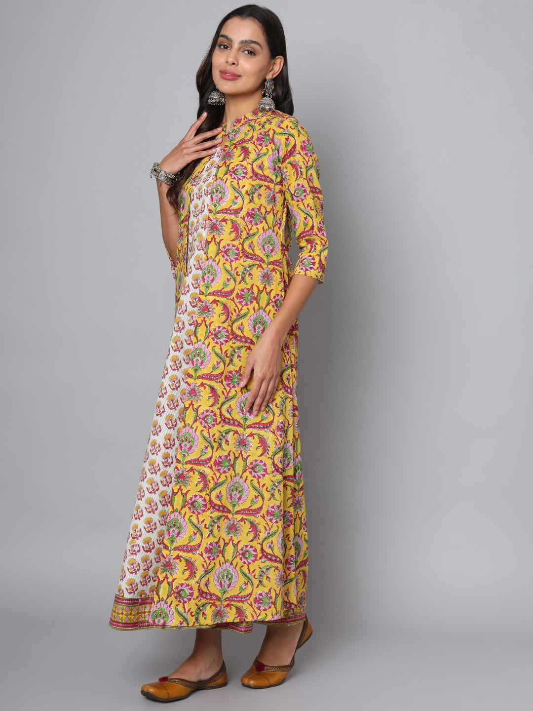 Shuddhi Yellow and Pink Double Dress