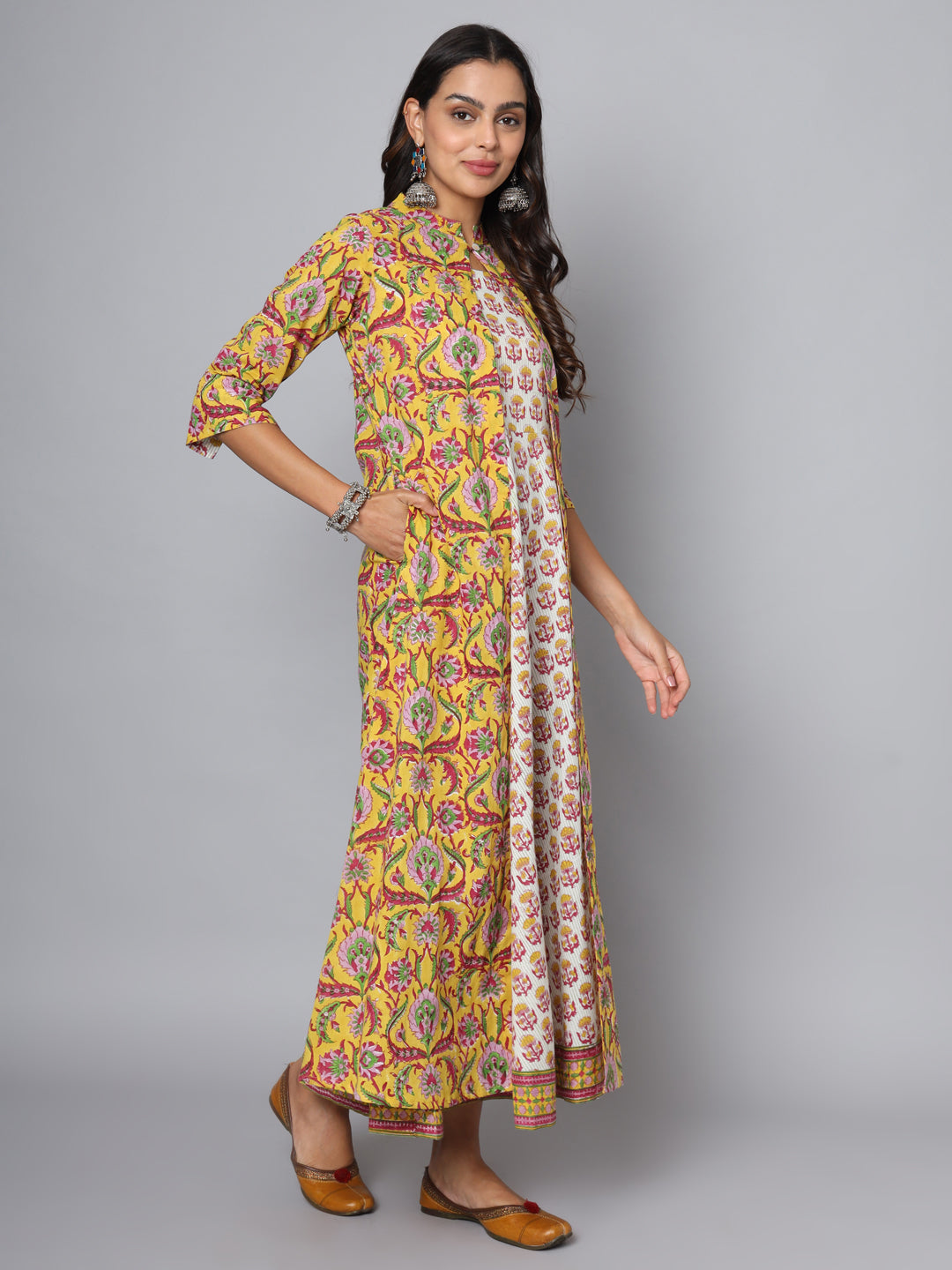 Shuddhi Yellow and Pink Double Dress