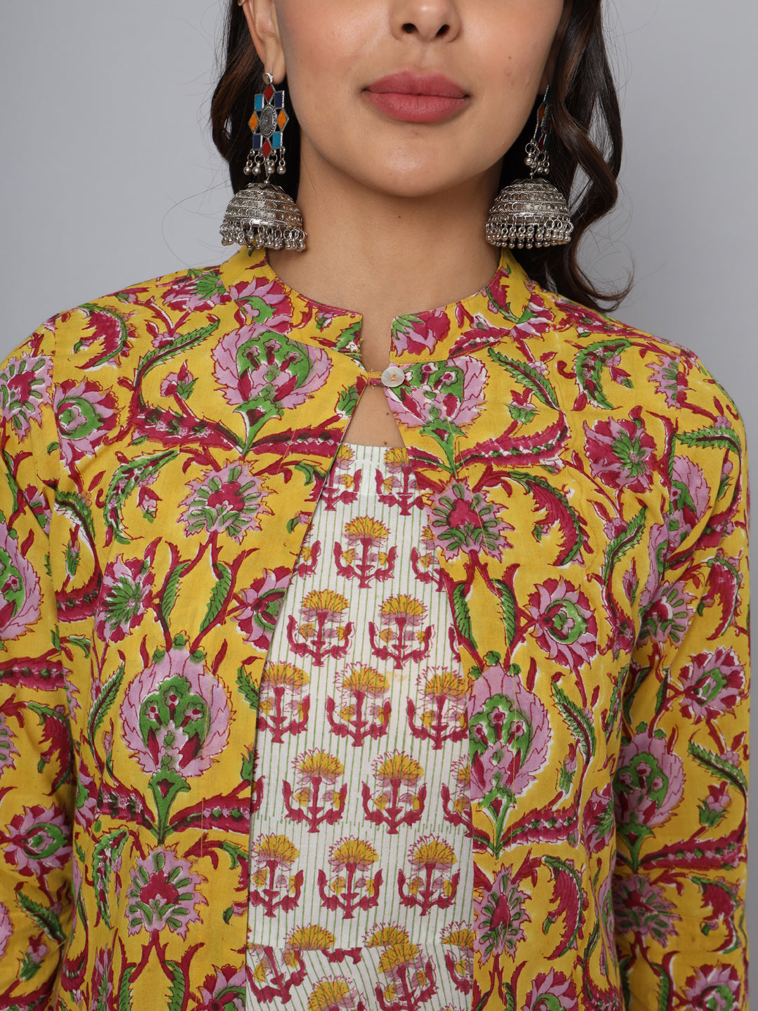 Shuddhi Yellow and Pink Double Dress