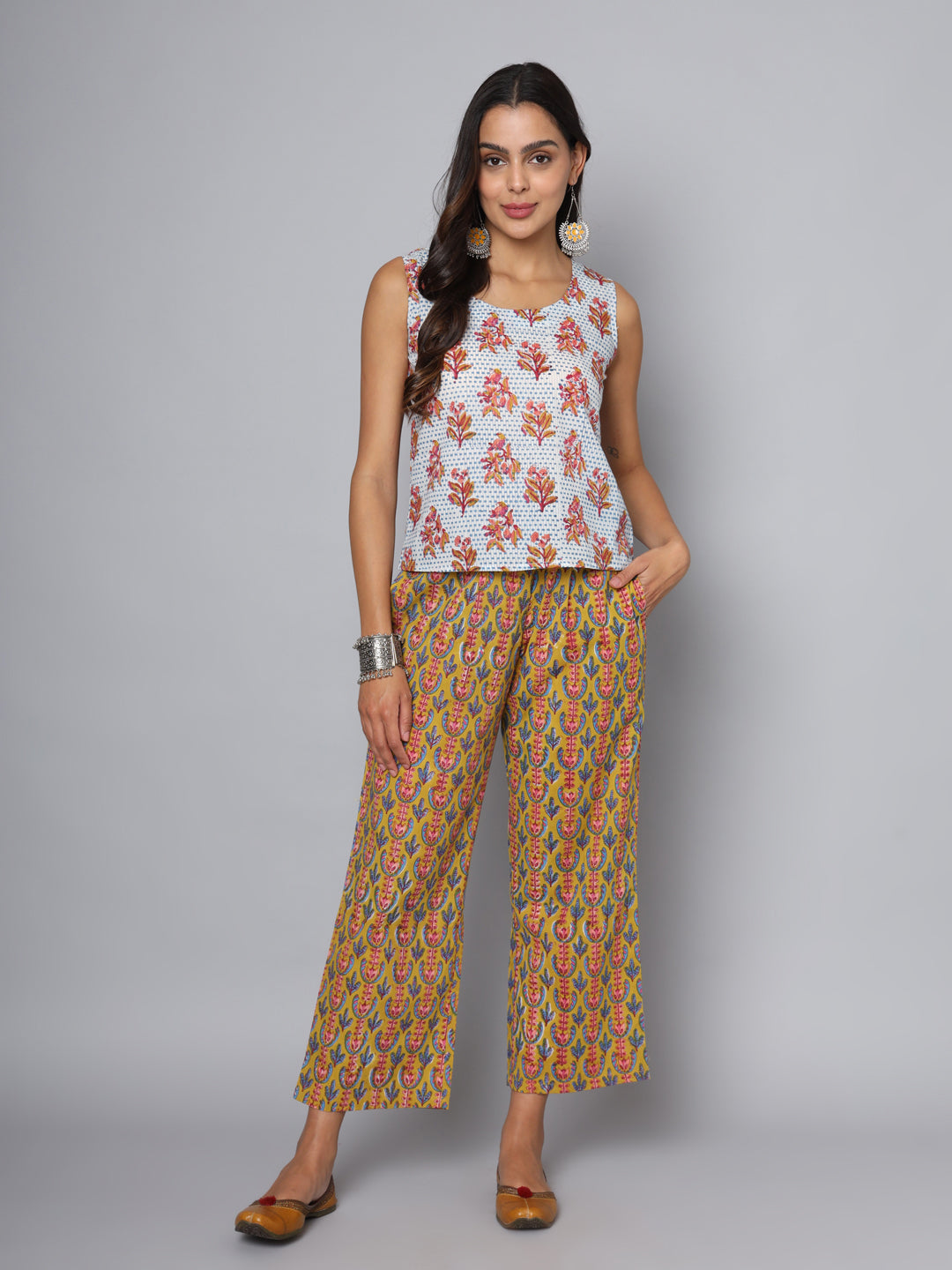 Shuddhi Mustard and blue cord set