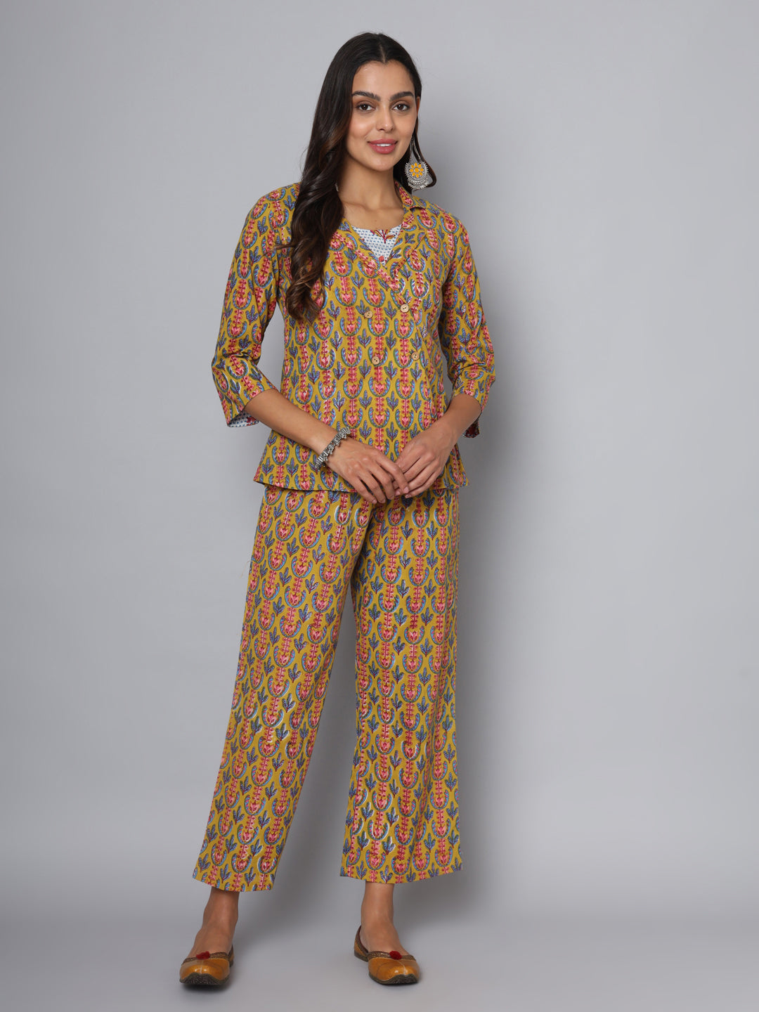 Shuddhi Mustard and blue cord set
