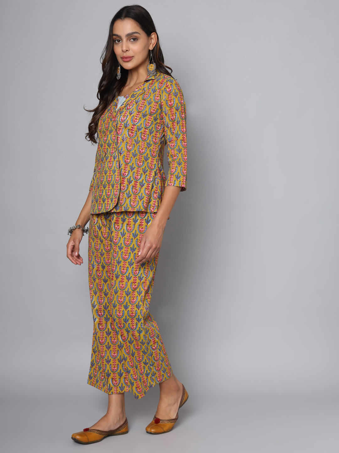 Shuddhi Mustard and blue cord set