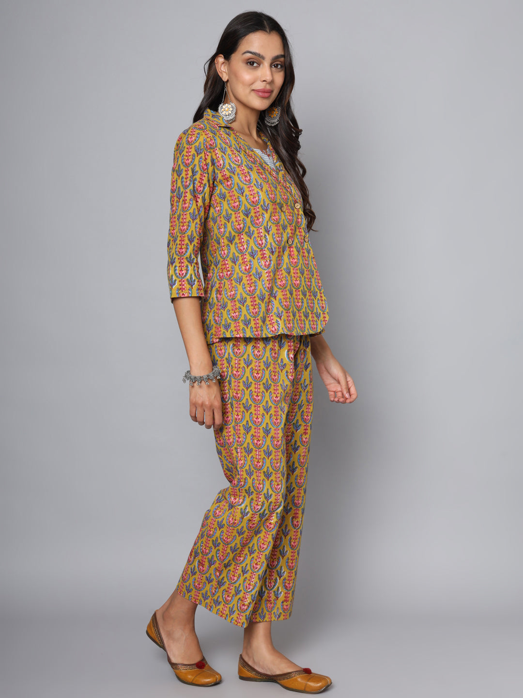 Shuddhi Mustard and blue cord set
