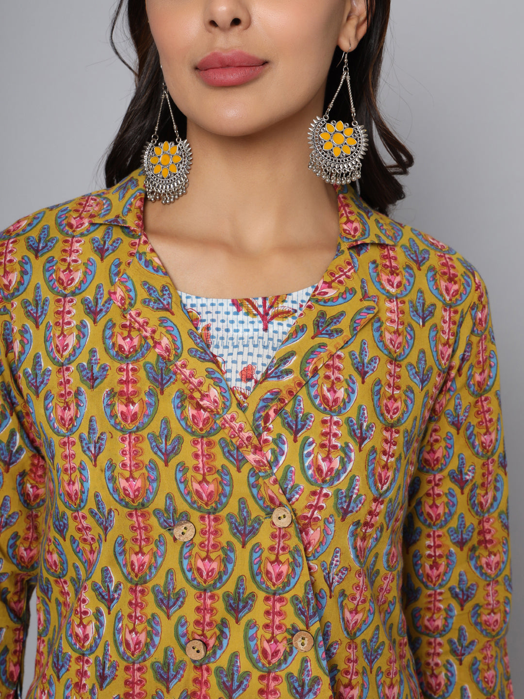 Shuddhi Mustard and blue cord set
