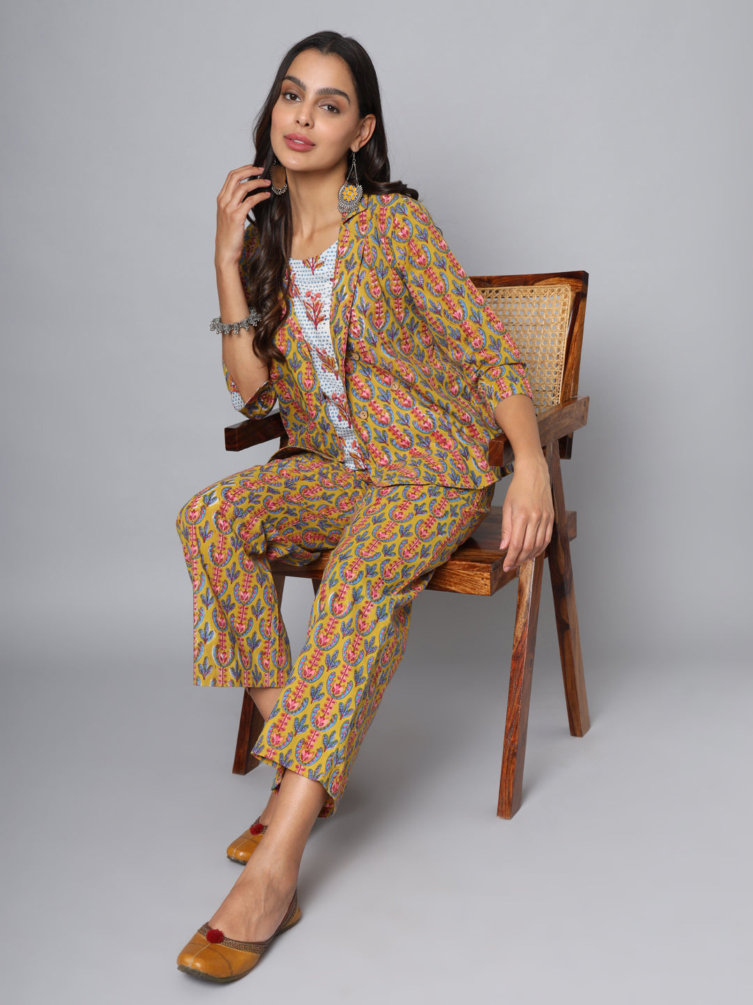 Shuddhi Mustard and blue cord set