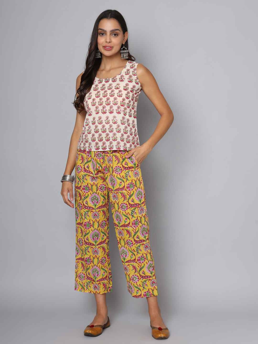 Shuddhi yellow and pink cord set
