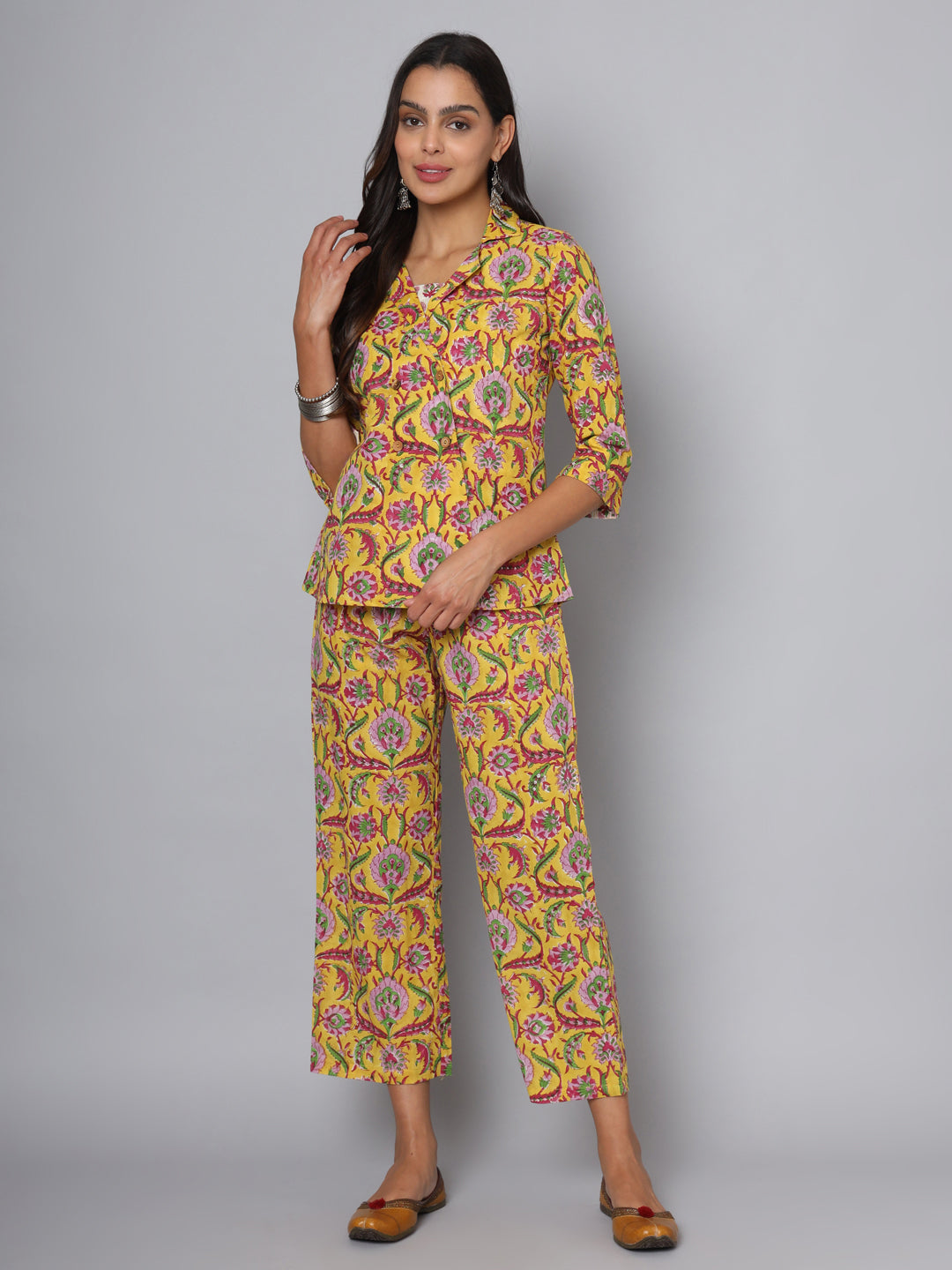 Shuddhi yellow and pink cord set