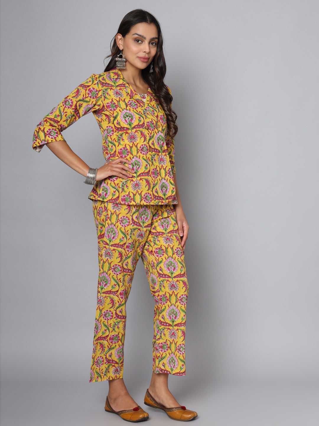 Shuddhi yellow and pink cord set