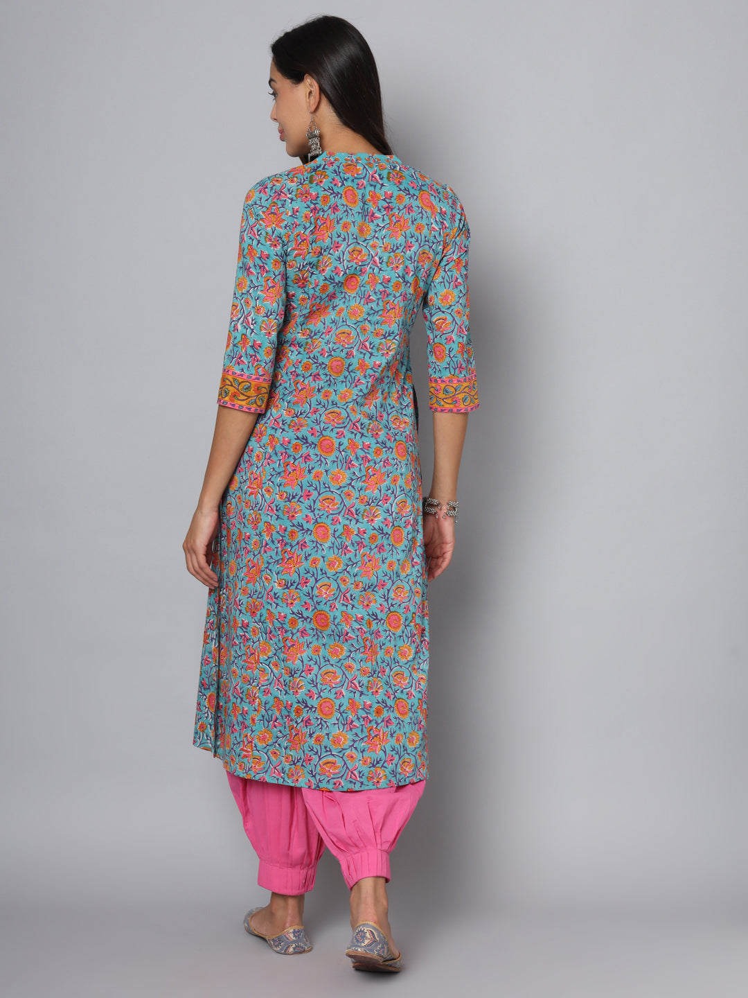 Shuddhi sea green and yellow kurta