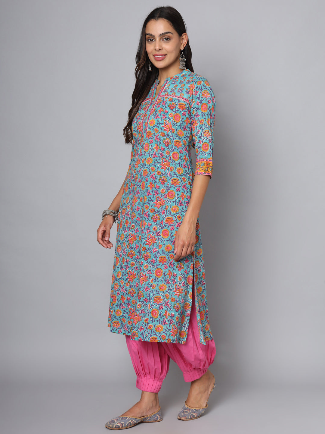 Shuddhi sea green and yellow kurta
