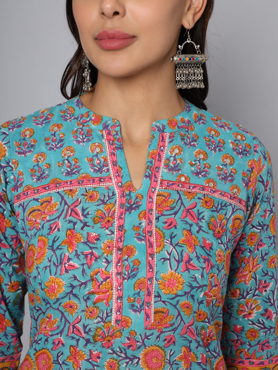 Shuddhi sea green and yellow kurta