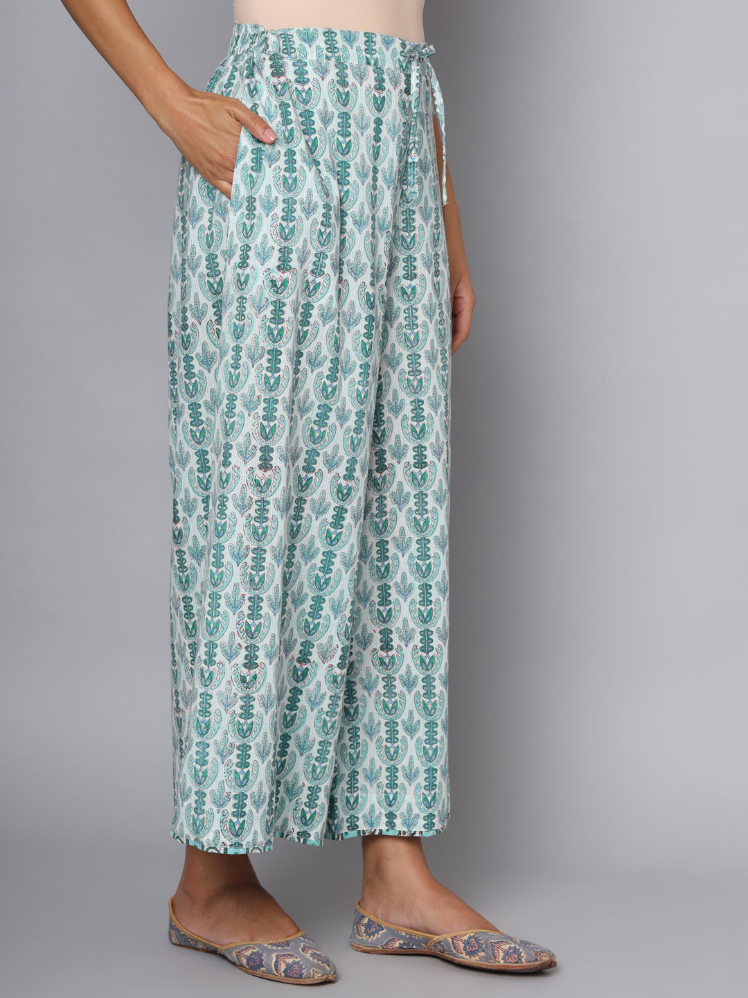 Shuddhi green and white kurta and pant