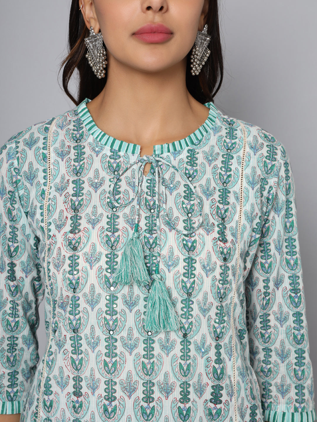 Shuddhi green and white kurta and pant