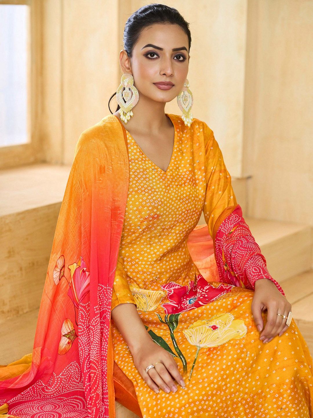 Label khoj Pure viscose Maslin with hand work kurta set