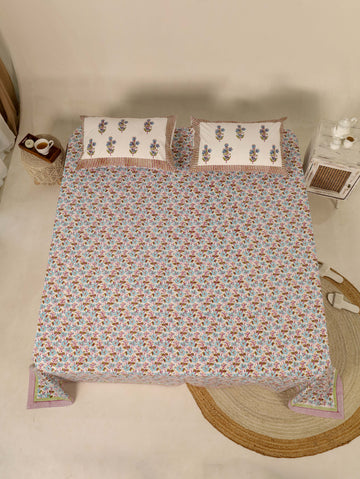 Blue and White Bed Sheet