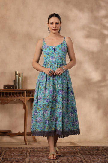Shuddhi Blue Spaghetti Dress