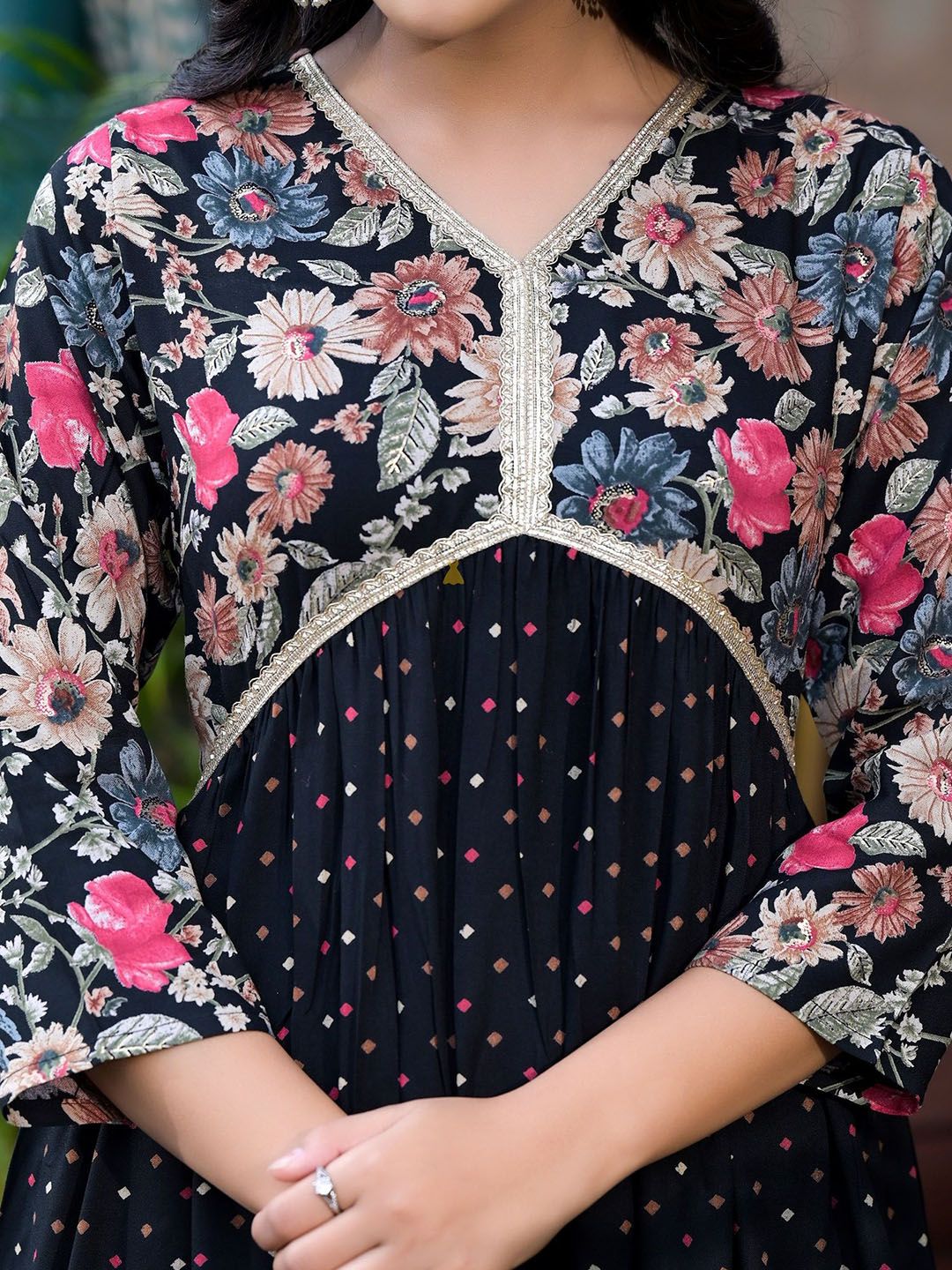 Label Khoj Women Rayon print A line Alia kurta with Pocket