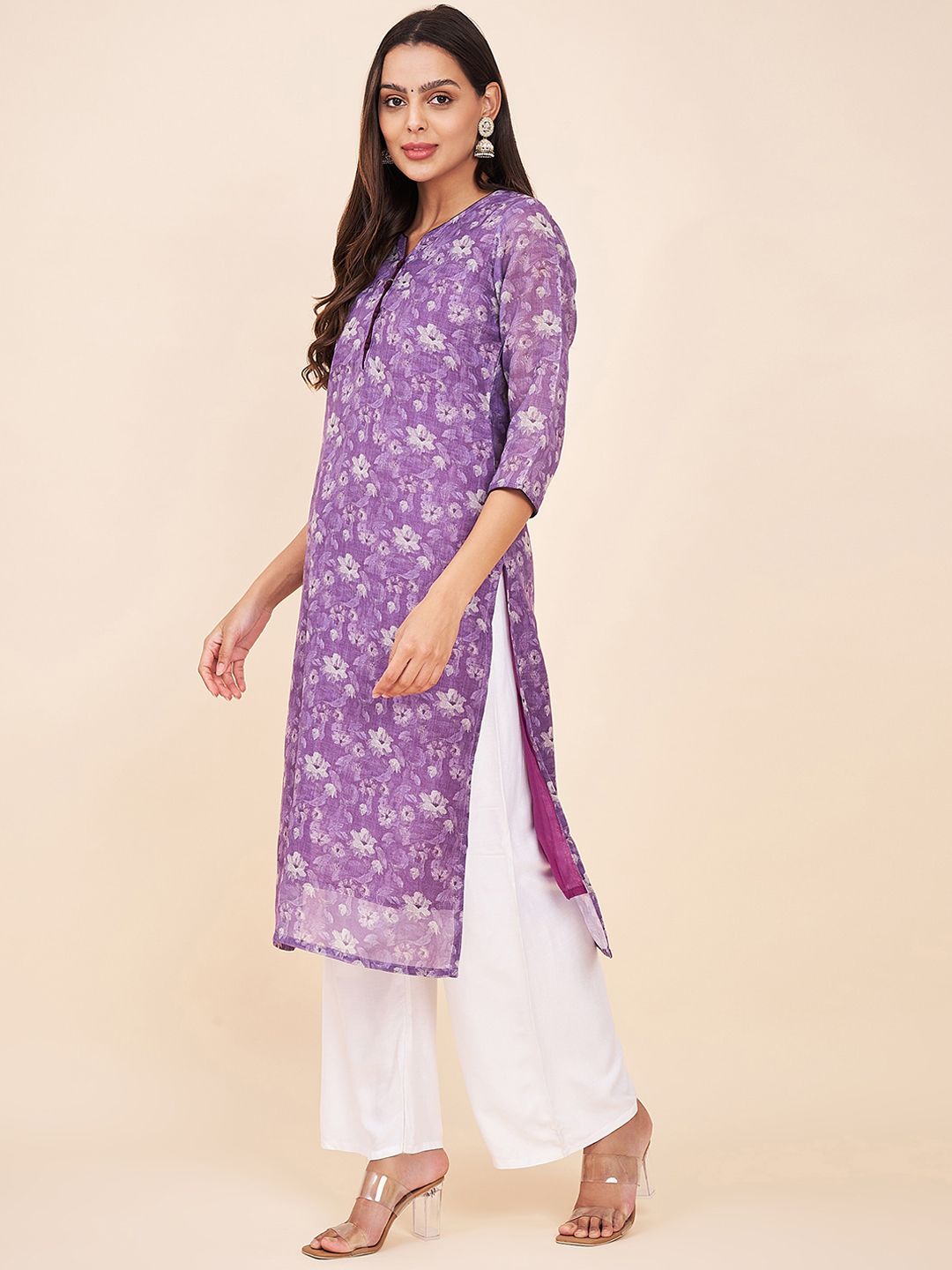 Label Khoj Women Linen Printed Kurta