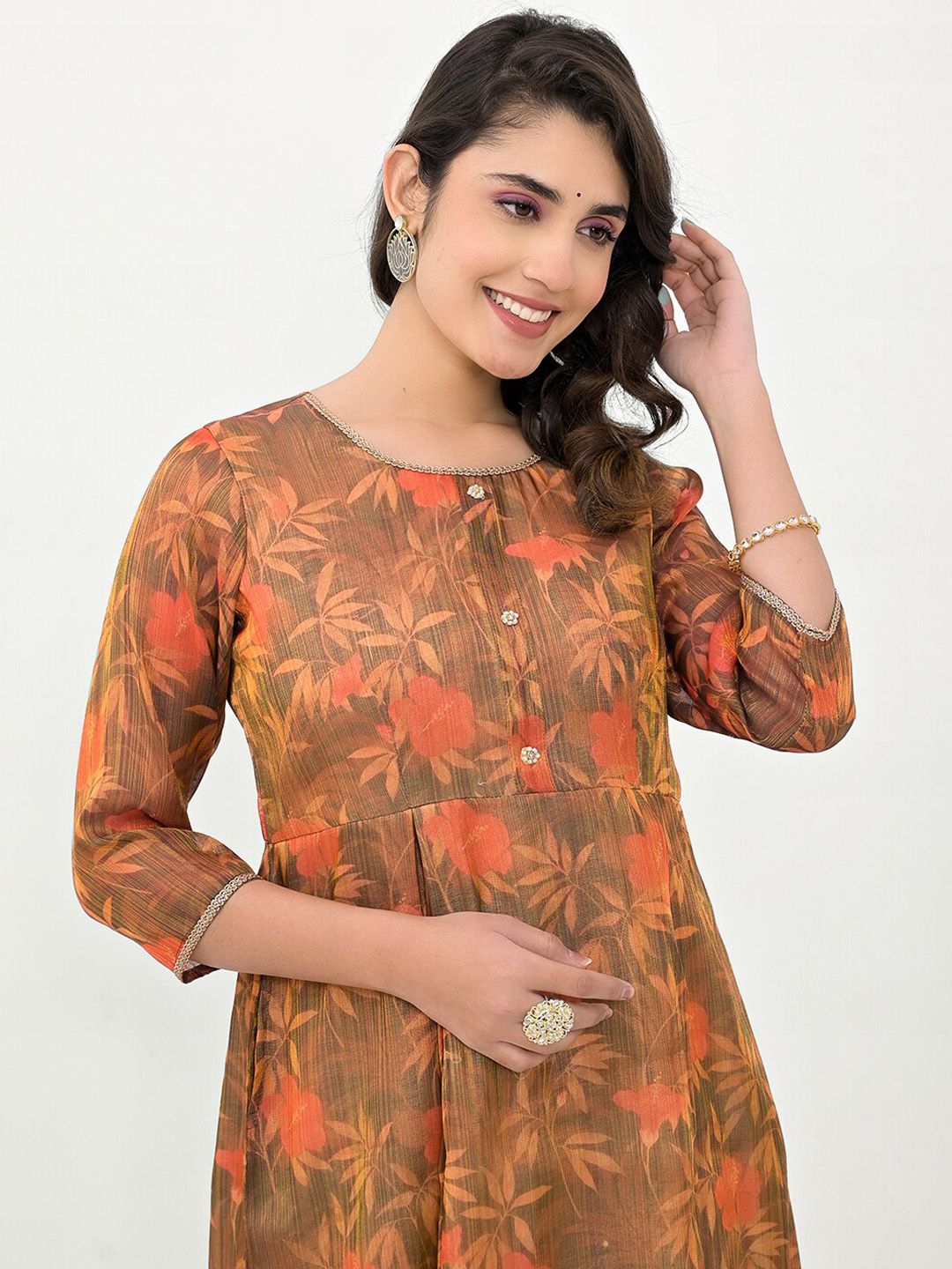 Label Khoj Women Silk Blend Printed Ethnic Dress